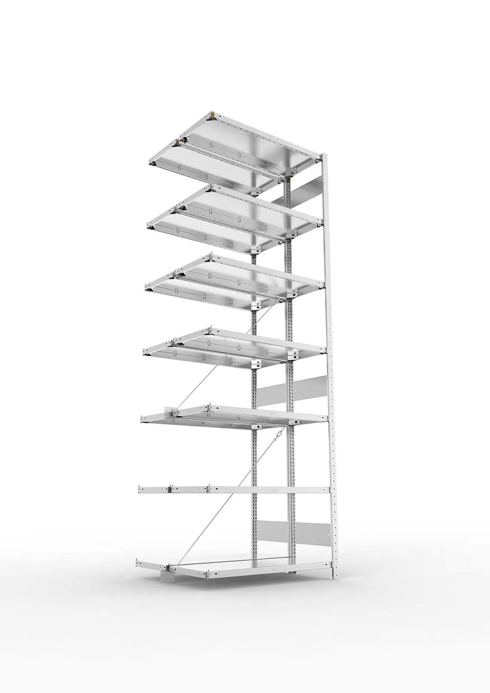 Metallregal Pro-Max Stecksystem Doppelanbauregal – 300×100×40 cm, 150 kg, verzinkt