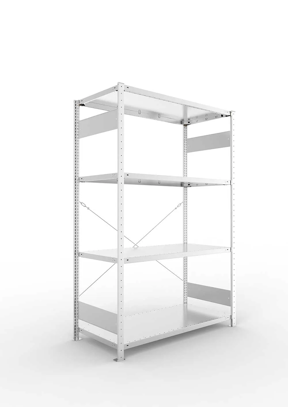 Metallregal Pro-Flex Stecksystem Grundregal – 200×130×60 cm, 230 kg, verzinkt, 4 Böden