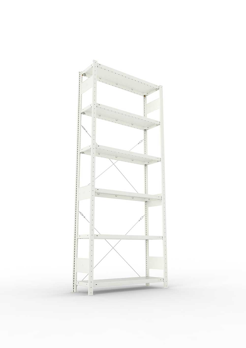 Metallregal Pro-Max Stecksystem Grundregal – 250×100×30 cm, 150 kg, RAL 7035, 6 Böden