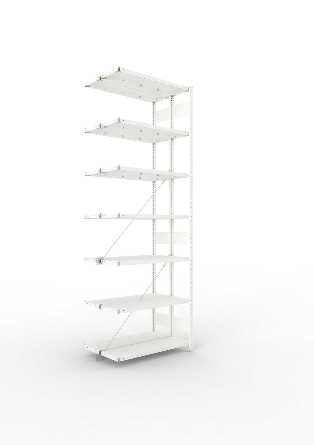 Metallregal Pro-Max Stecksystem Doppelanbauregal – 300×100×30 cm, 150 kg, RAL 7035