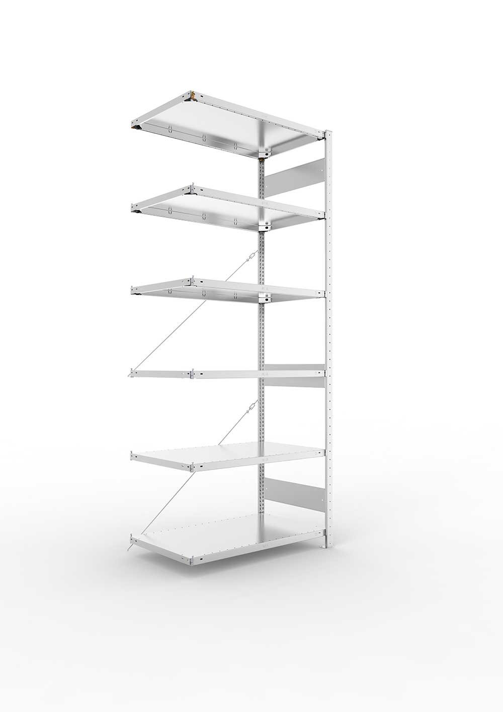 Metallregal Pro-Max Stecksystem Anbauregal – 250×100×60 cm, 150 kg, verzinkt, 6 Böden