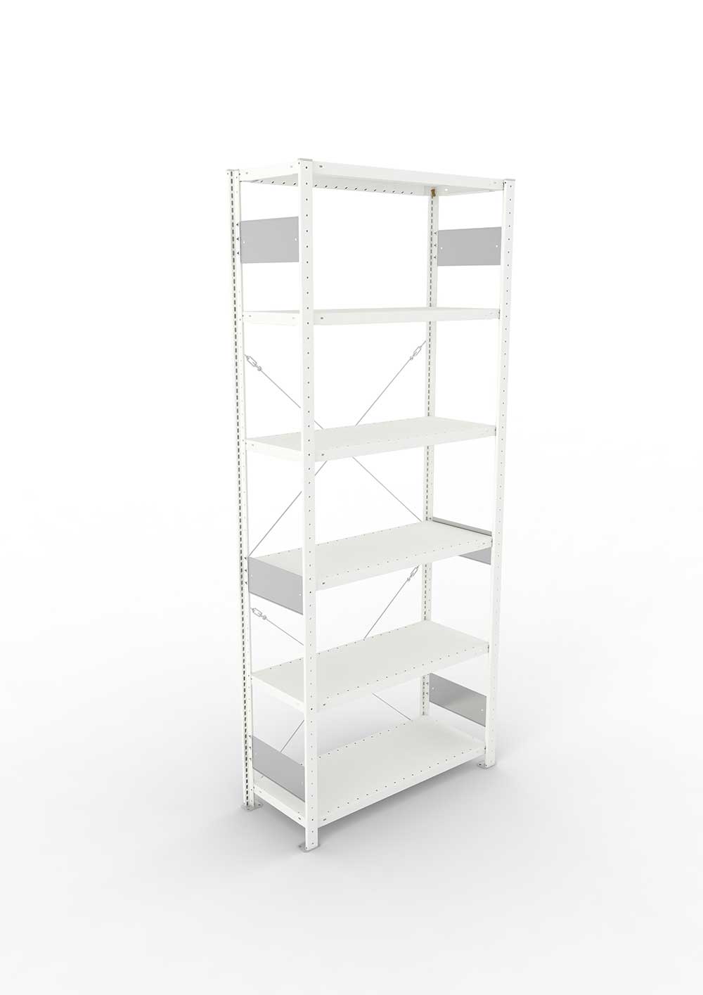 Metallregal Pro-Flex Stecksystem Grundregal – 250×100×40 cm, 230 kg, RAL 7035, 6 Böden