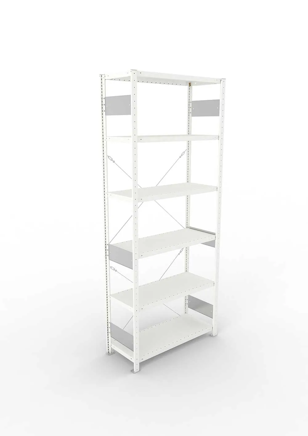 Metallregal Pro-Flex Stecksystem Grundregal – 250×100×40 cm, 230 kg, RAL 7035, 6 Böden