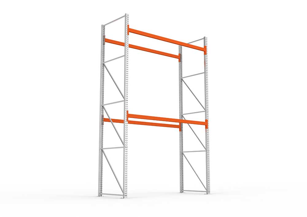 Palettenregal Patronum Grundregal 4400 x 2870 x 1100 bis 500 Kg Palettengewicht vzk / RAL 2001 kpl. mit 3 Lagerebenen ( 1 Feld )