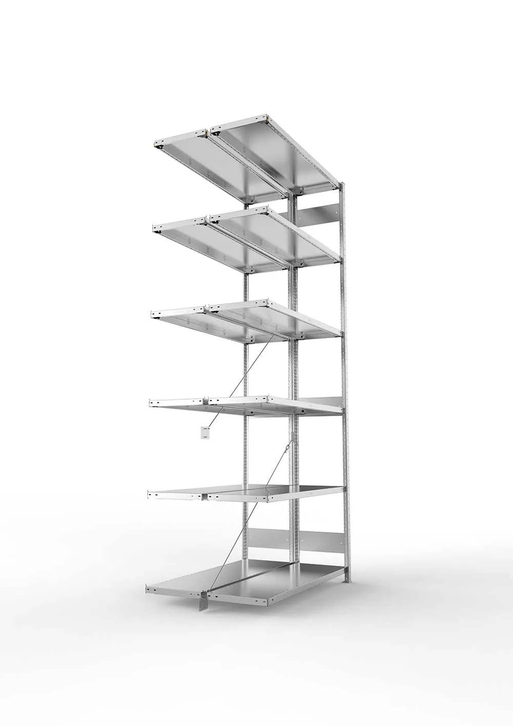 Metallregal Pro-Max Stecksystem Doppelanbauregal – 300×130×40 cm, 230 kg, verzinkt