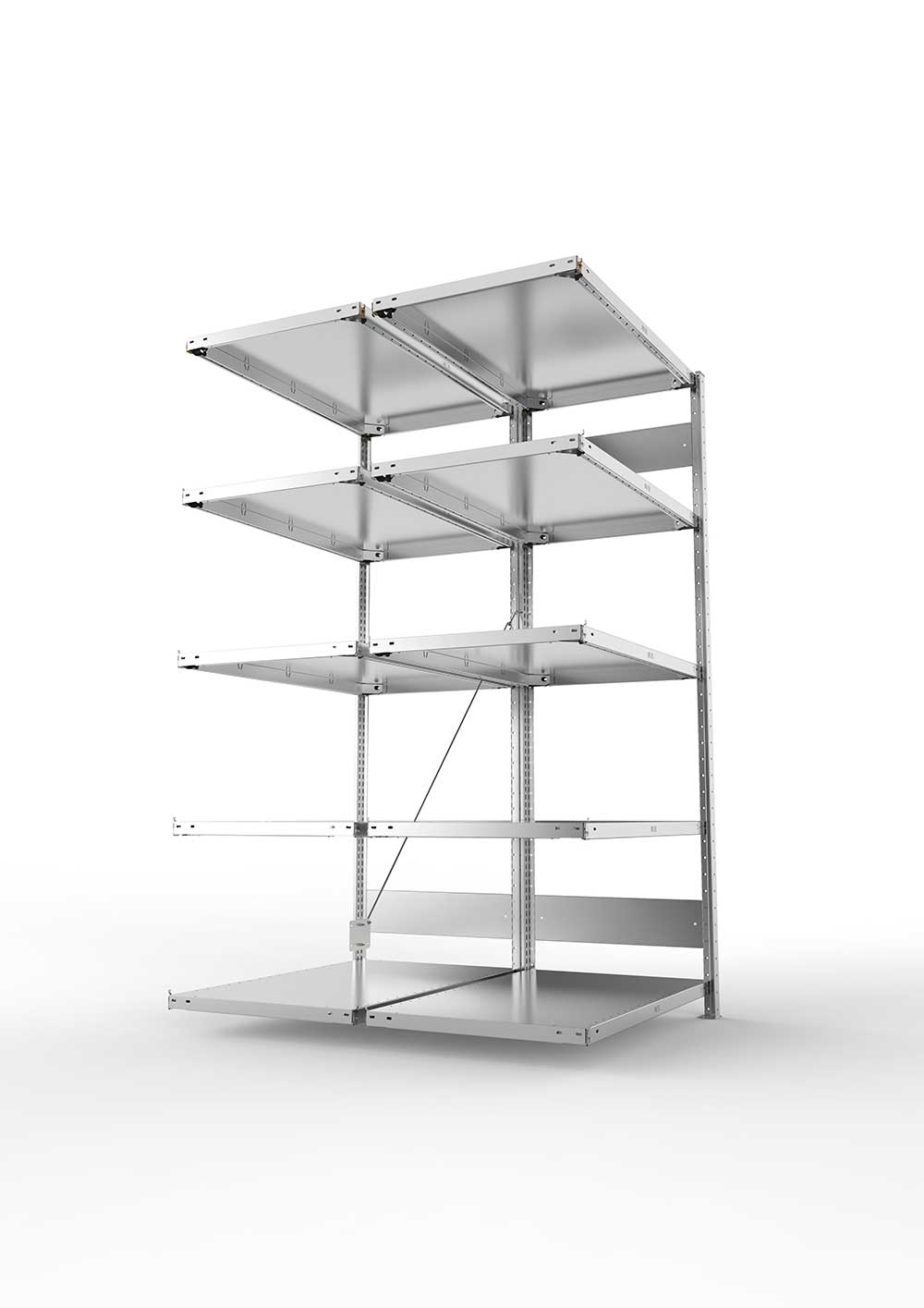 Metallregal Pro-Max Stecksystem Doppelanbauregal – 200×100×60 cm, 150 kg, verzinkt