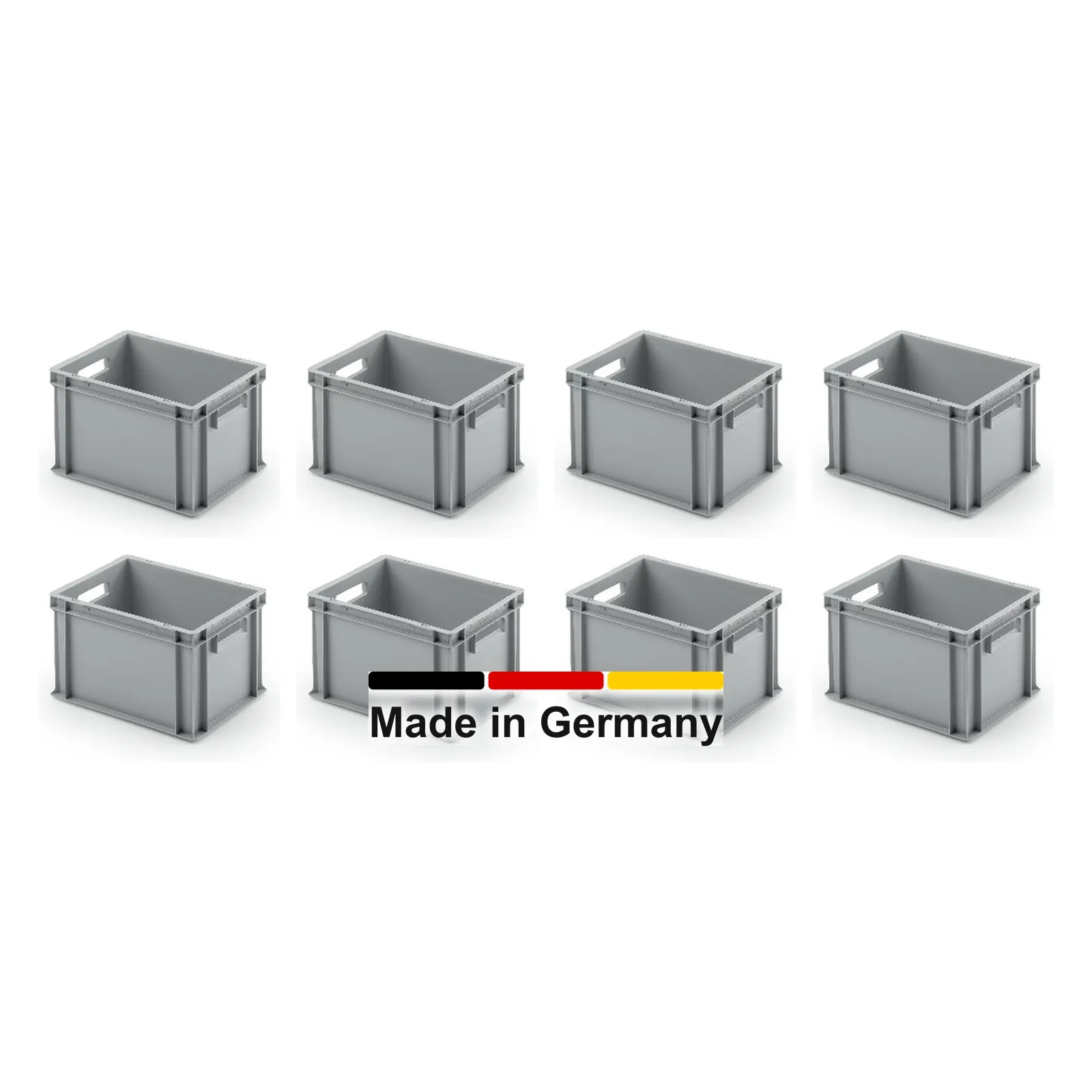 8x Eurobox 40x30x23 cm - UNISTA, Griffe offen