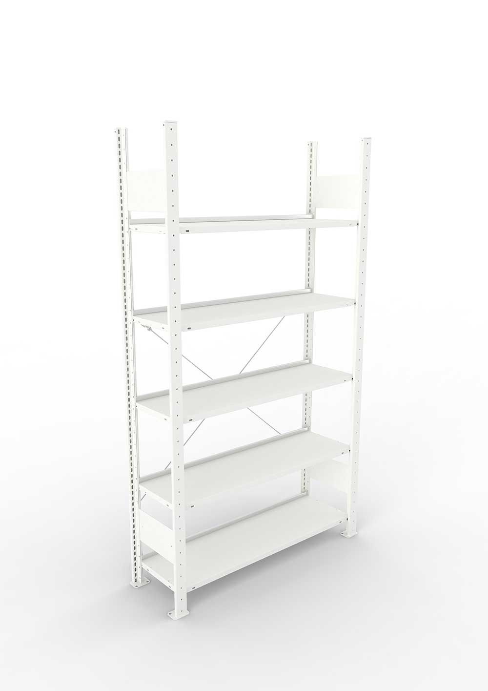 Büroregal Pro-Max Stecksystem Grundregal – 185×100×30 cm, RAL 7035, einseitig