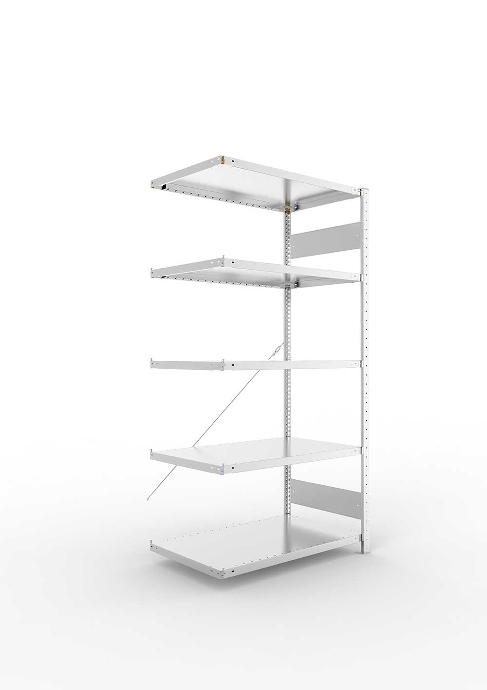 Metallregal Pro-Flex Stecksystem Anbauregal – 200×100×60 cm, 230 kg, verzinkt, 5 Böden