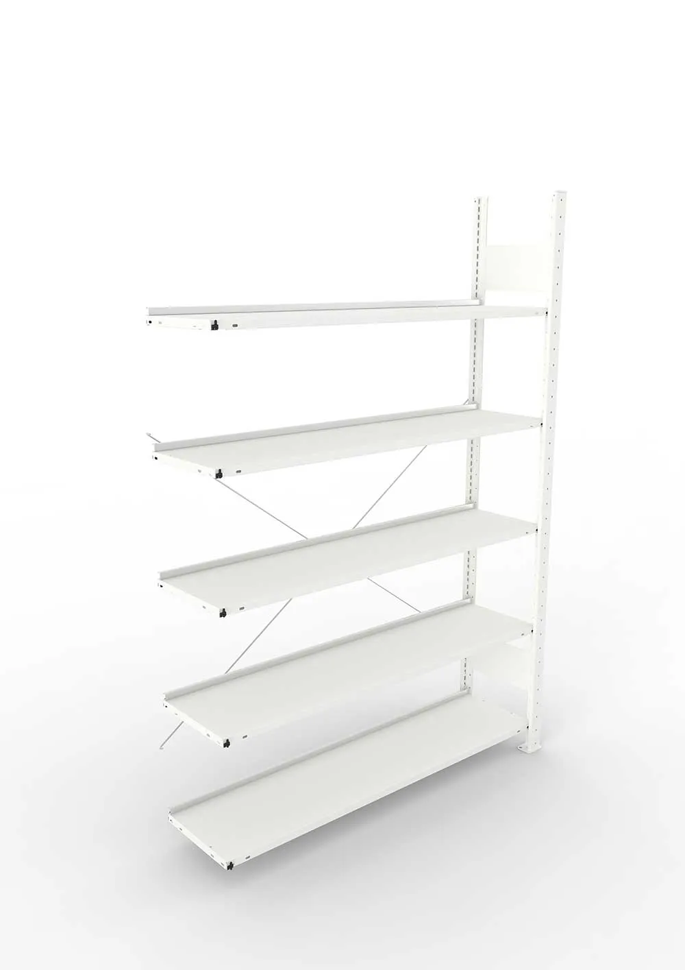 Büroregal Pro-Max Stecksystem Anbauregal – 185×125×30 cm, RAL 7035, einseitig