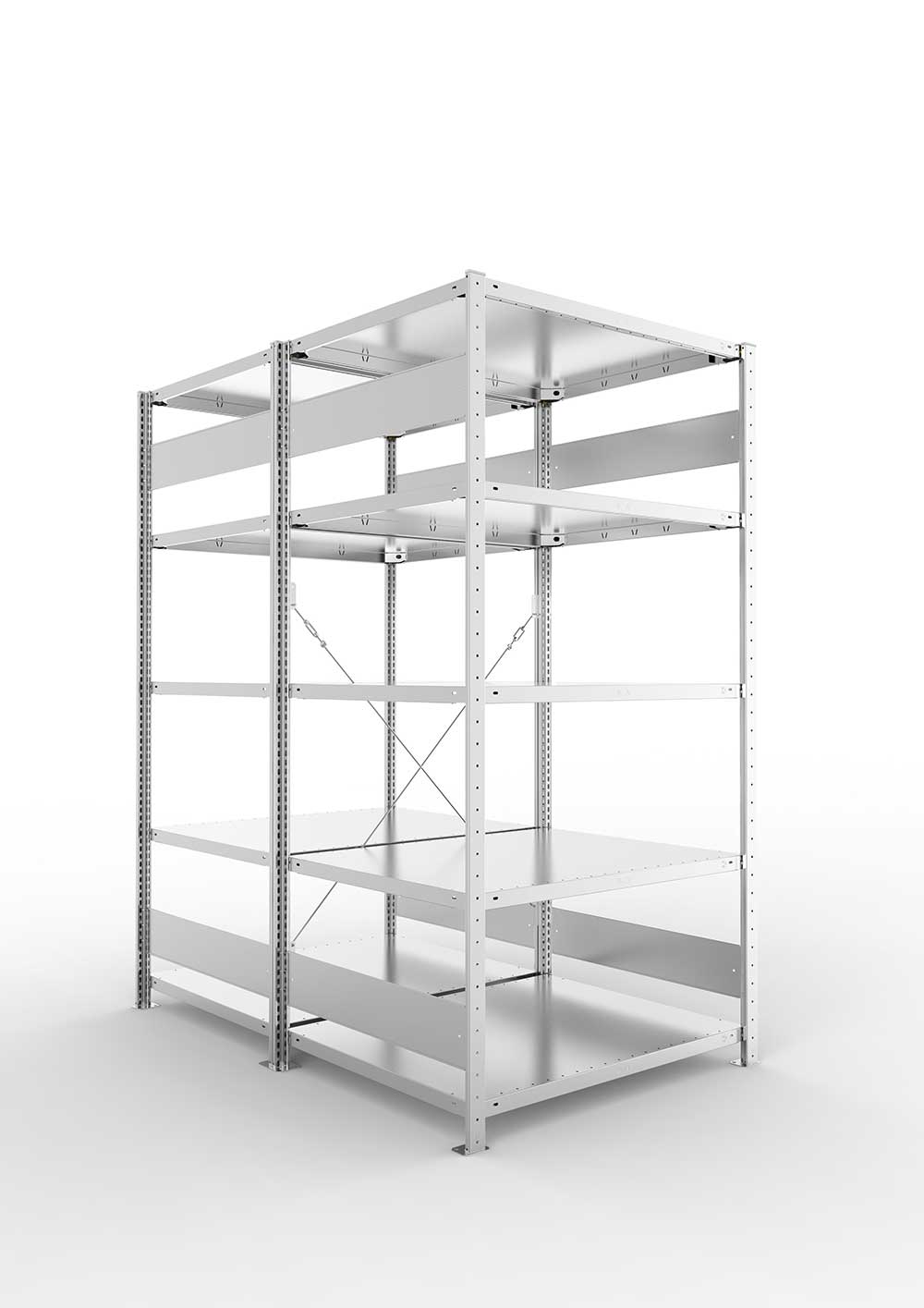 Metallregal Pro-Flex Stecksystem Doppelgrundregal – 200×100×80 cm, 230 kg, verzinkt