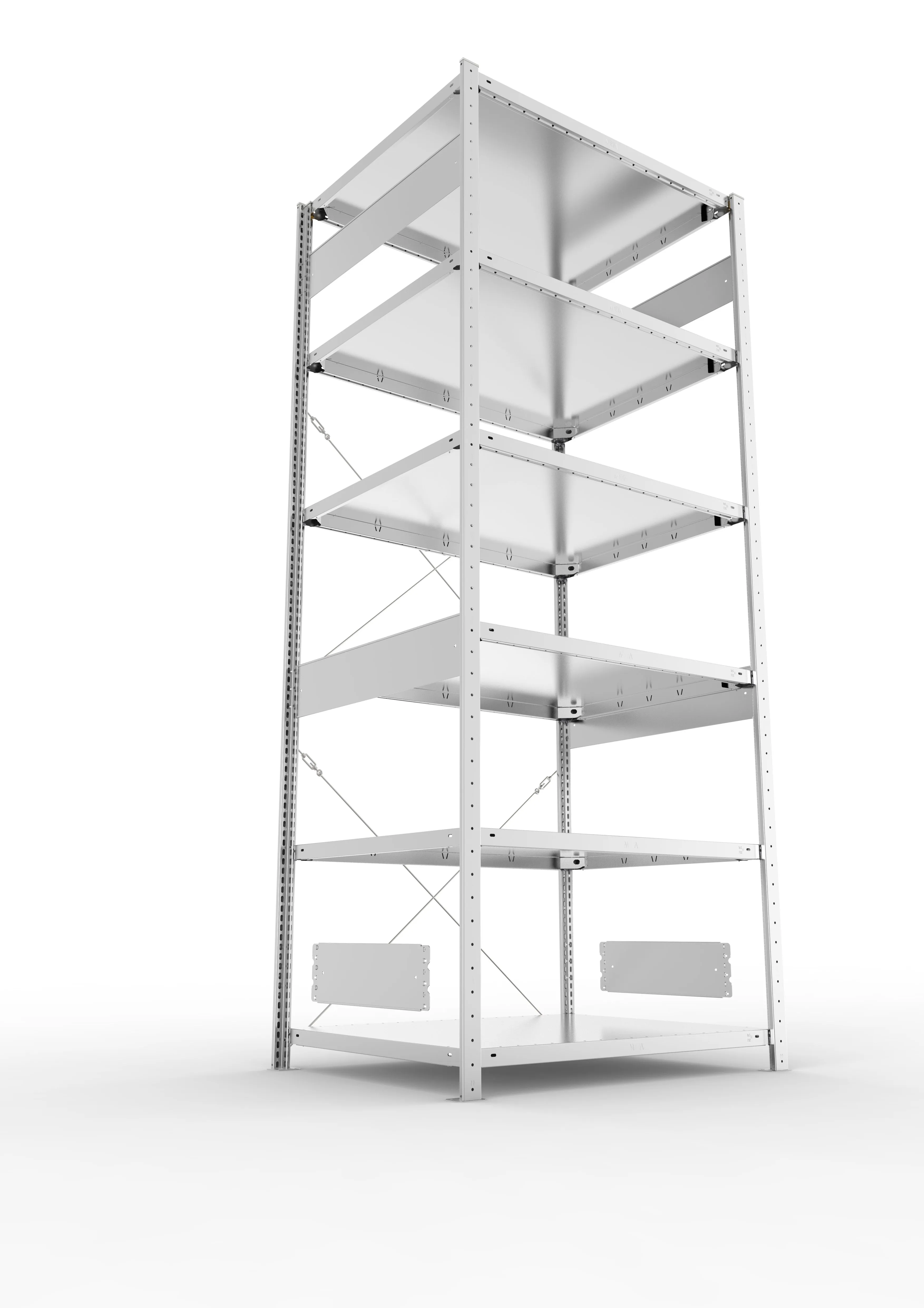 Schwerlastregal Pro-Flex Stecksystem Grundregal – 250×100×80 cm, 230 kg, verzinkt, 6 Böden
