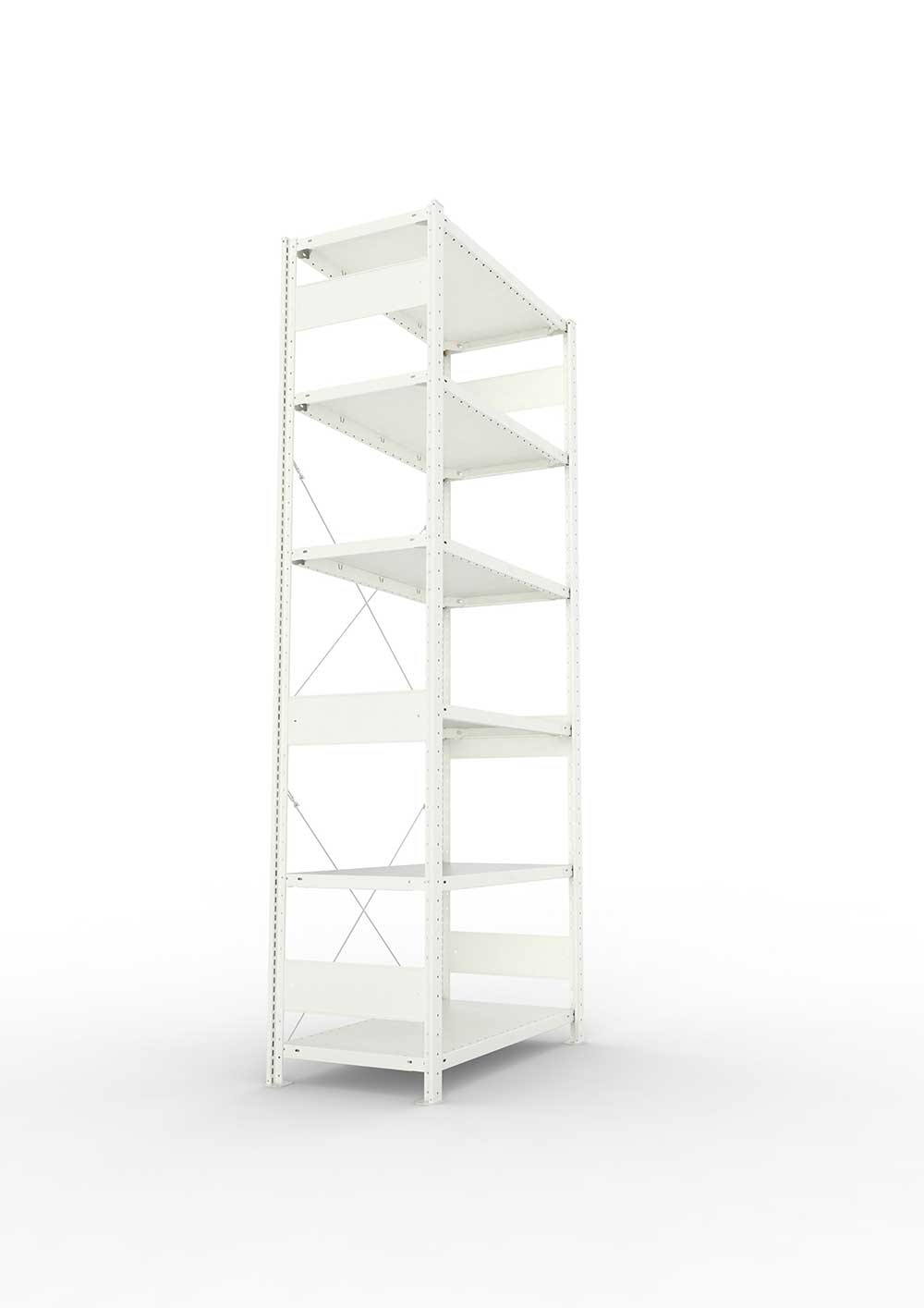 Metallregal Pro-Max Stecksystem Grundregal – 250×100×50 cm, 150 kg, RAL 7035, 6 Böden