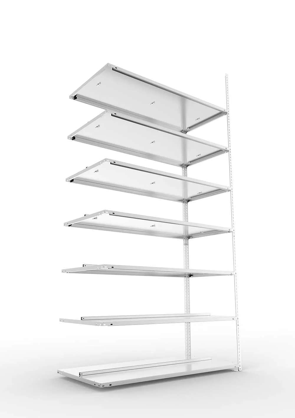 Büroregal Pro Schraubsystem Anbauregal – 250×125×60 cm, verzinkt, doppelseitig