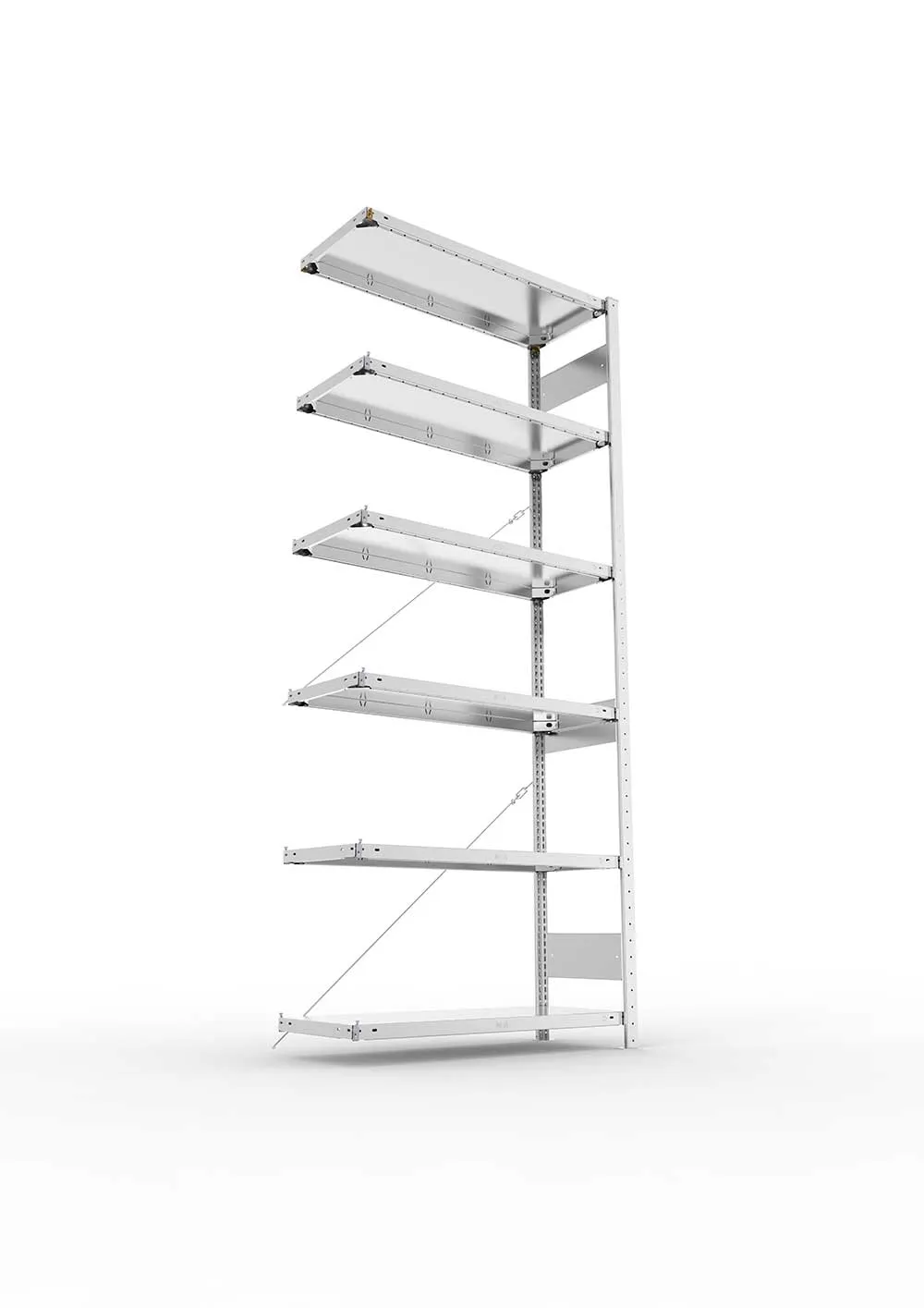 Metallregal Pro-Max Stecksystem Anbauregal – 250×100×40 cm, 150 kg, verzinkt, 6 Böden