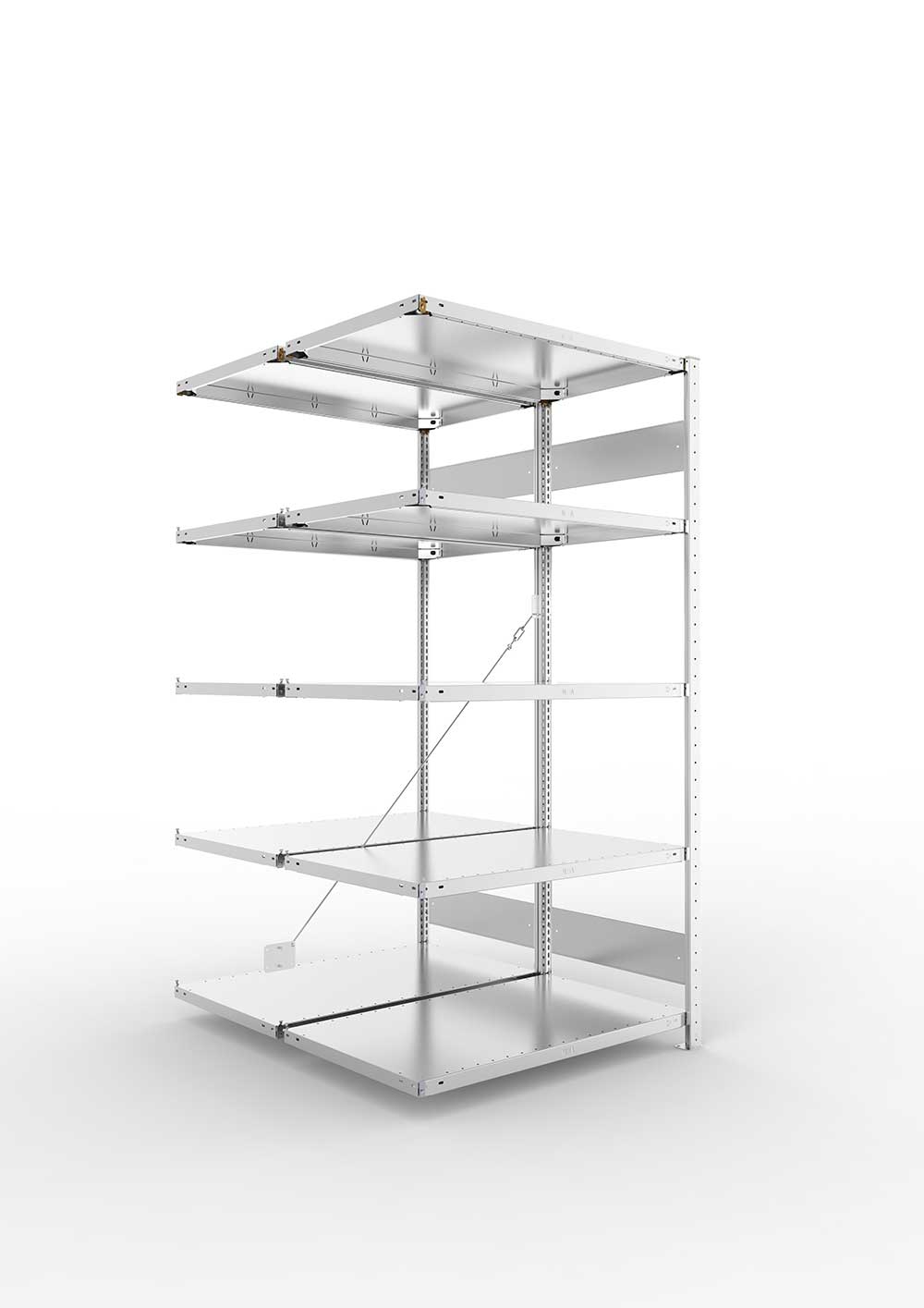 Metallregal Pro-Flex Stecksystem Doppelanbauregal – 200×100×60 cm, 150 kg, verzinkt