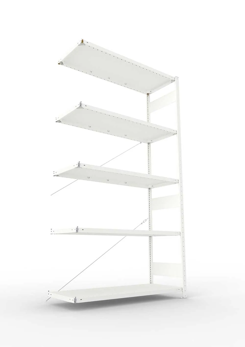 Metallregal Pro-Max Stecksystem Anbauregal – 250×130×50 cm, 230 kg, RAL 7035, 5 Böden