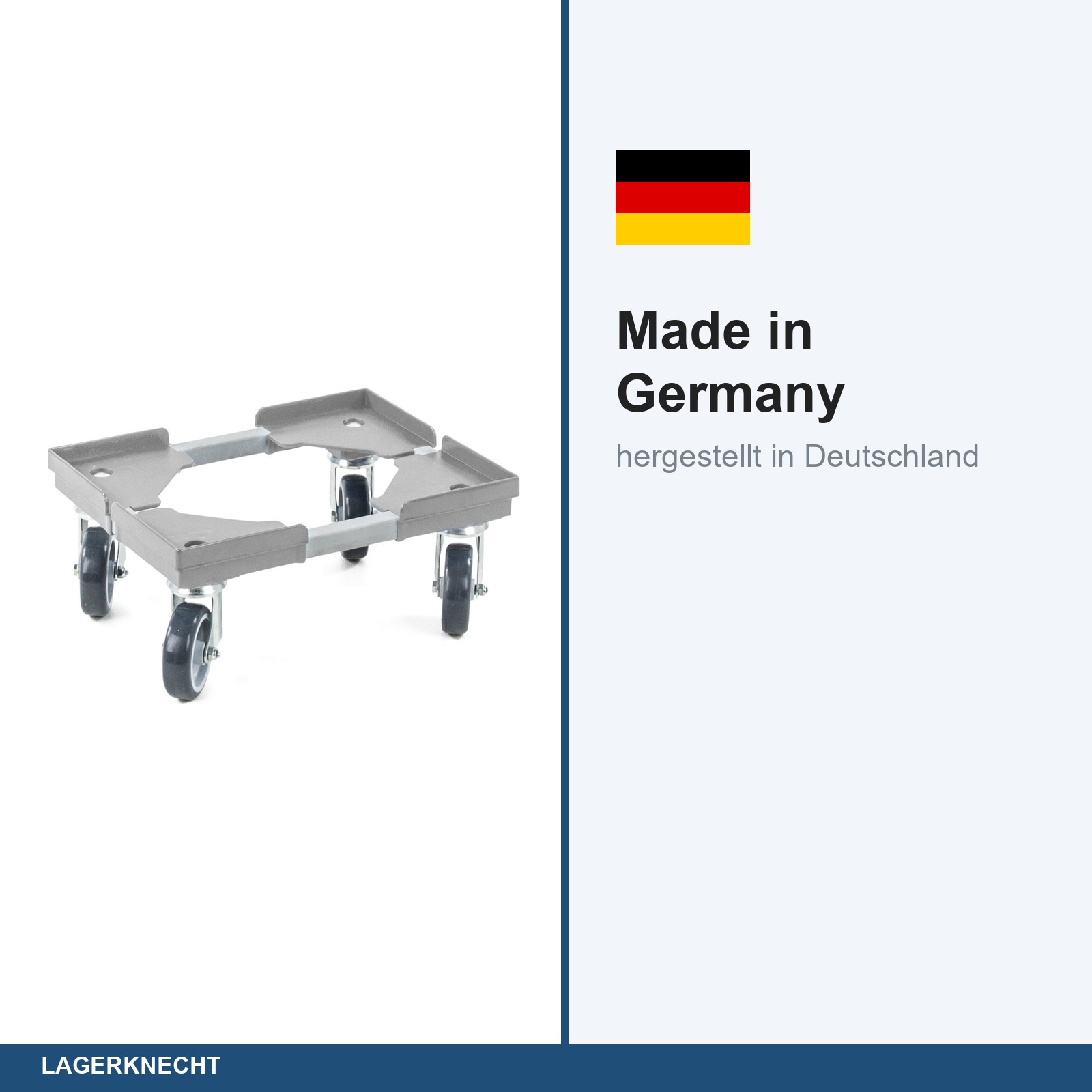 Transportroller VARIABLE - 400x300 - Kunststoffräder 4 Lenkrollen Grau