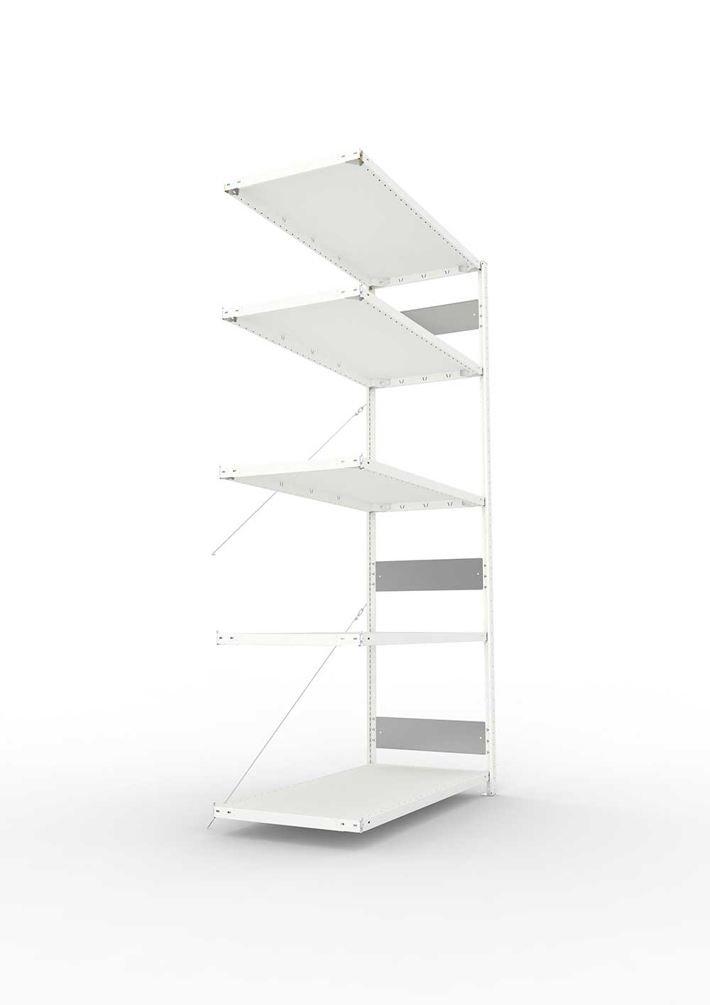 Metallregal Pro-Flex Stecksystem Anbauregal – 250×130×60 cm, 230 kg, RAL 7035, 5 Böden