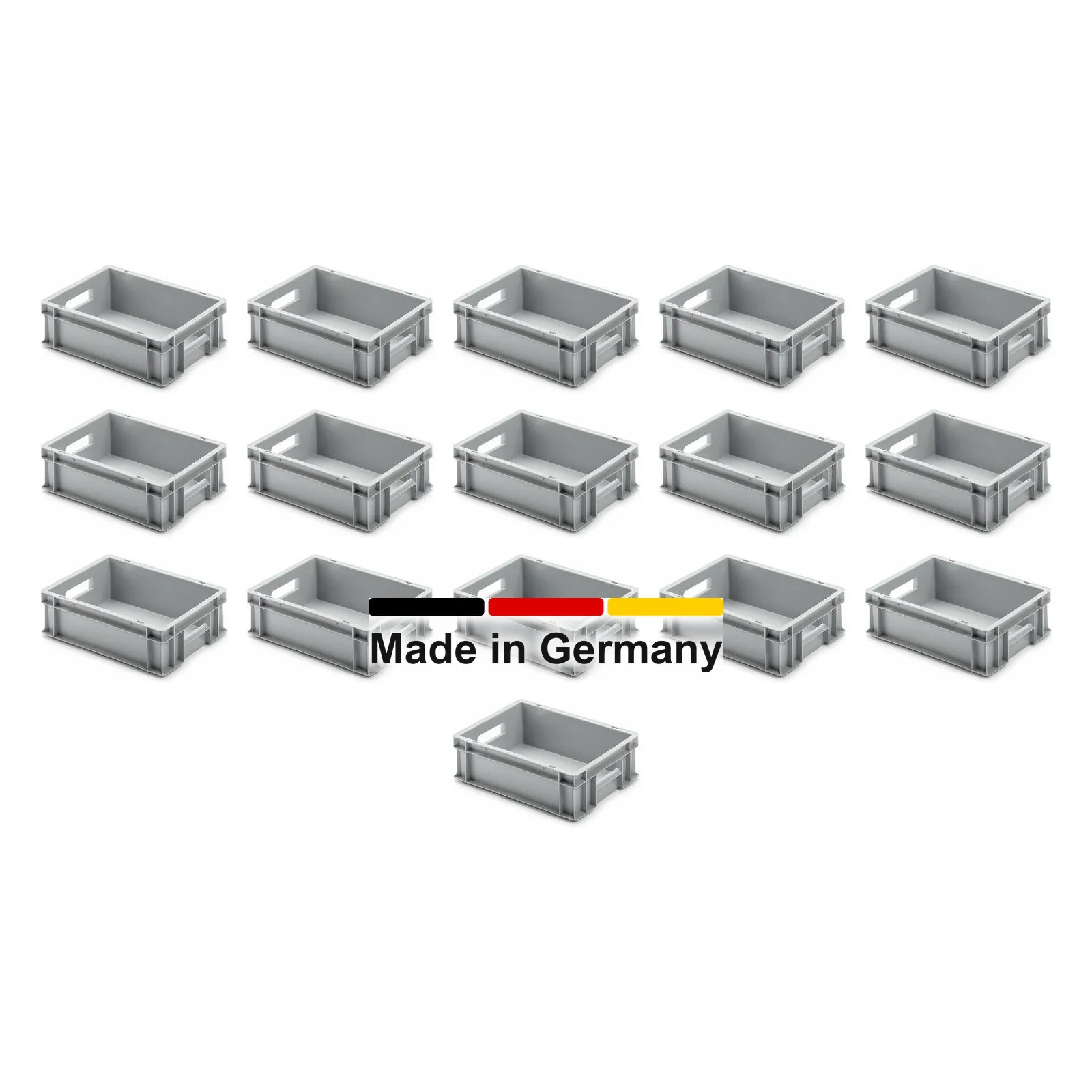 16x Eurobox 40x30x12 cm - UNISTA, Griffe offen