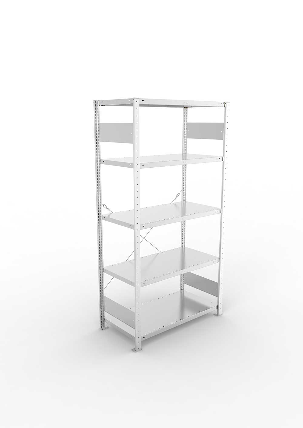 Metallregal Pro-Flex Stecksystem Grundregal – 200×100×50 cm, 150 kg, verzinkt, 5 Böden