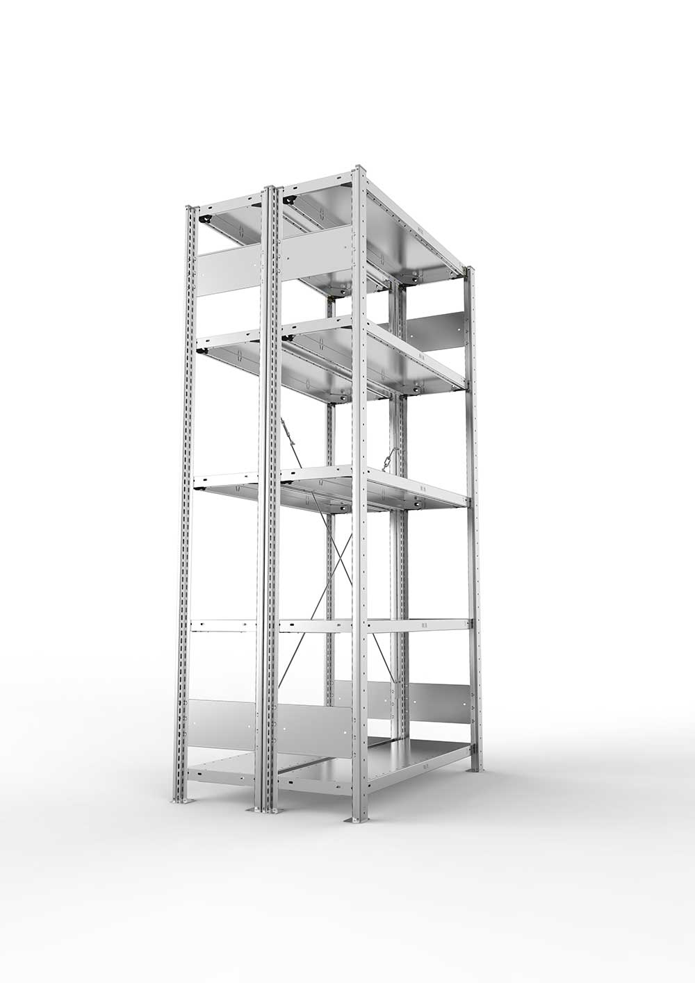 Metallregal Pro-Flex Stecksystem Doppelgrundregal – 200×100×30 cm, 150 kg, verzinkt