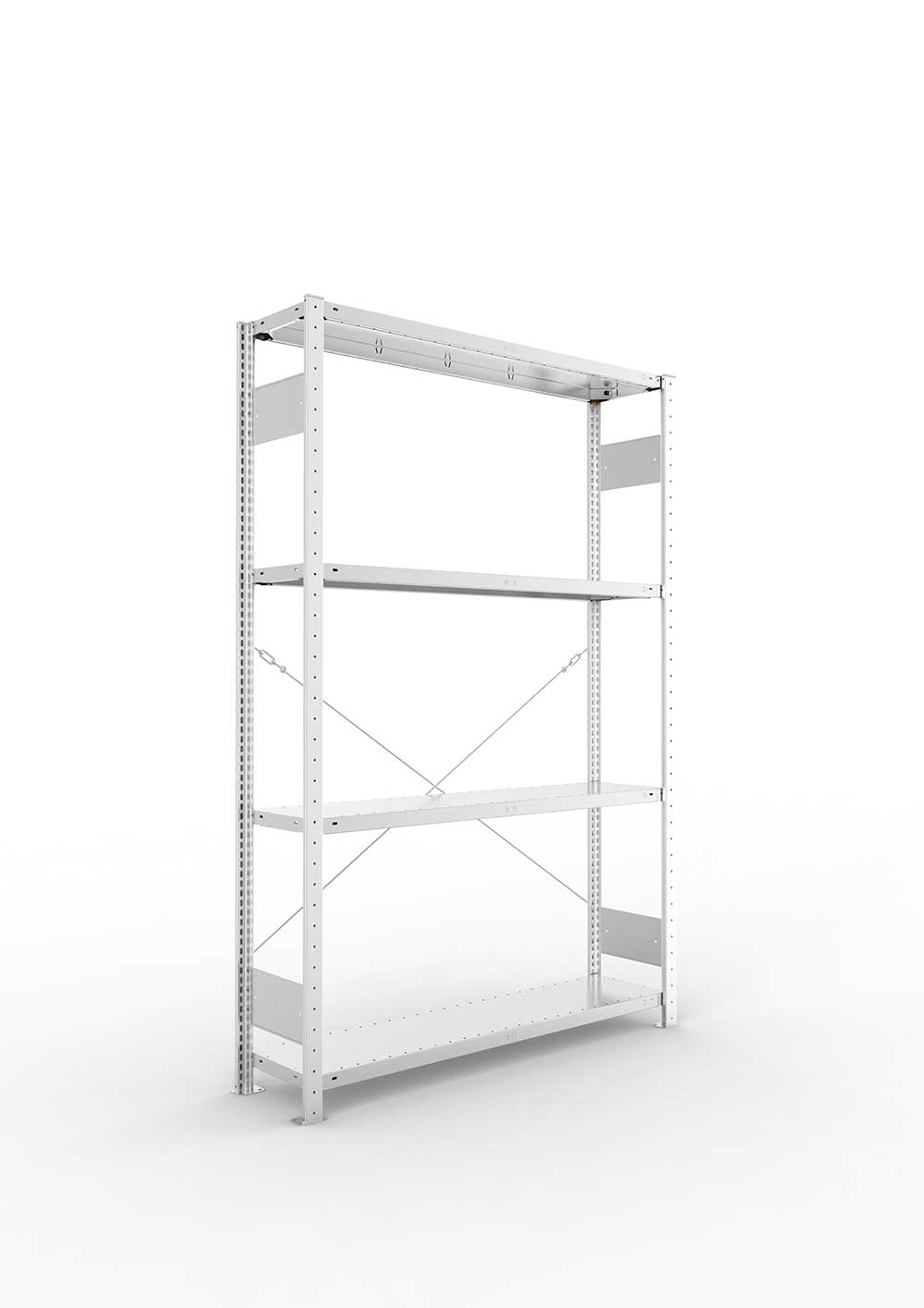 Metallregal Pro-Flex Stecksystem Grundregal – 200×130×30 cm, 230 kg, verzinkt, 4 Böden