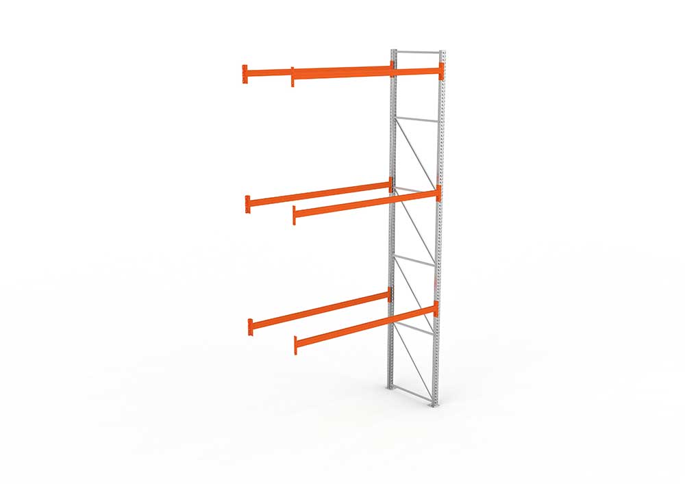 Palettenregal Anbaumodul – 550×278×110 cm, bis 500 kg, 4 Ebenen