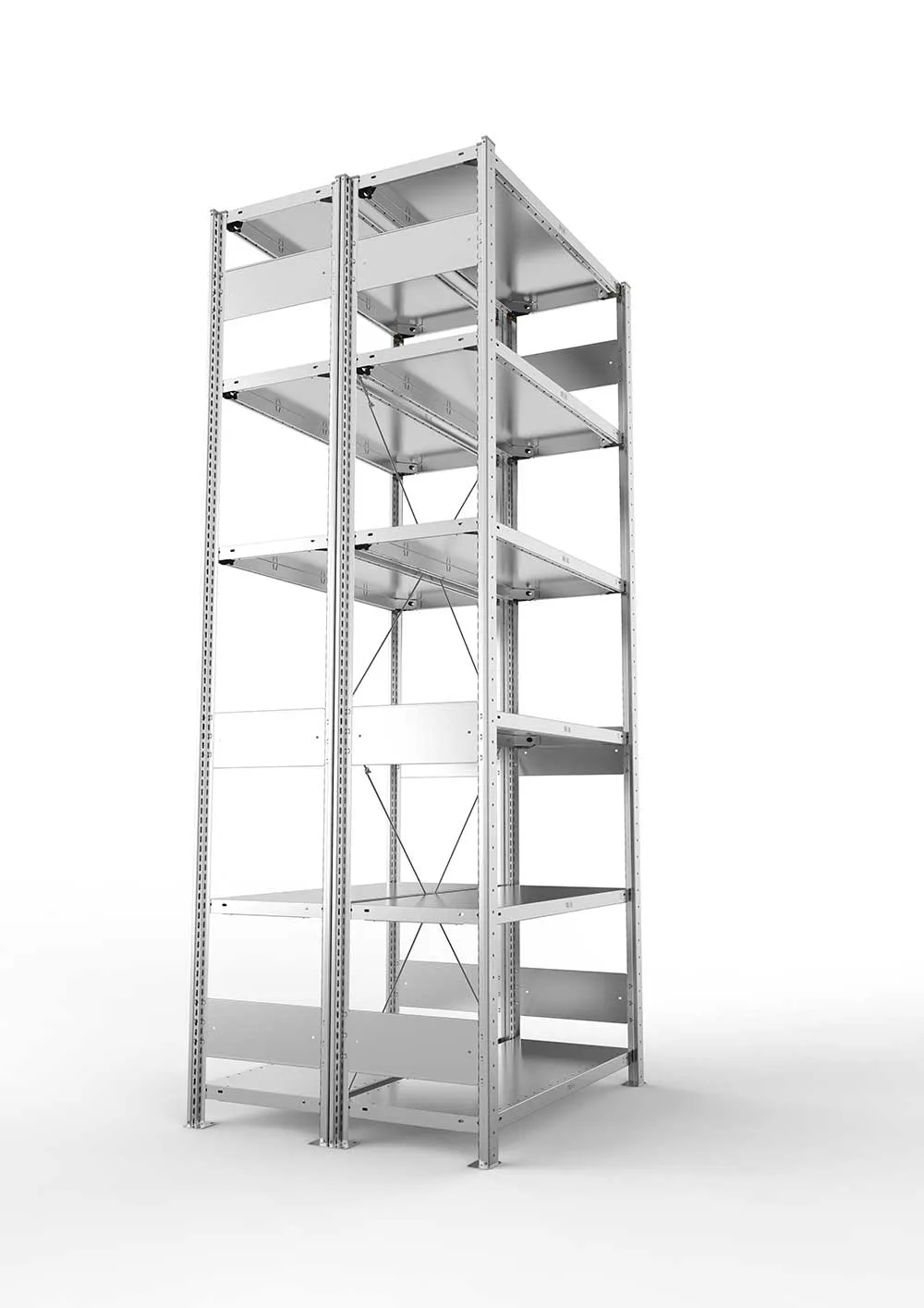 Metallregal Pro-Flex Stecksystem Doppelgrundregal – 250×100×40 cm, 150 kg, verzinkt