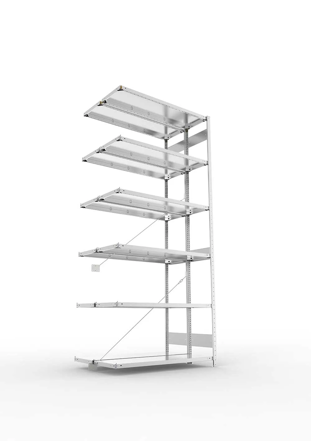 Metallregal Pro-Max Stecksystem Doppelanbauregal – 300×130×40 cm, 230 kg, verzinkt