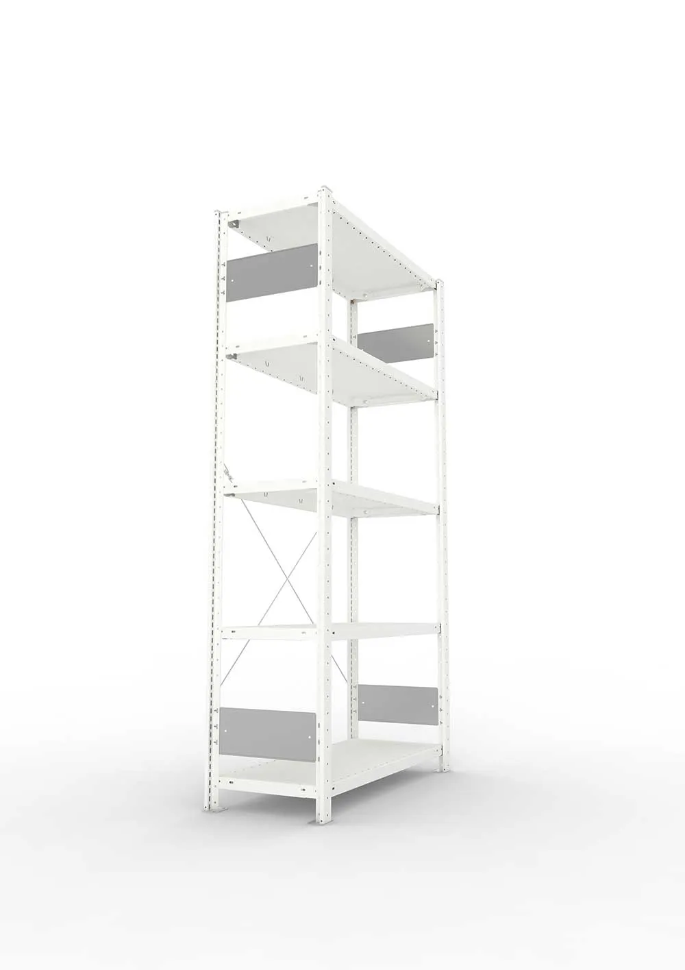 Metallregal Pro-Flex Stecksystem Grundregal – 200×100×40 cm, 150 kg, RAL 7035, 5 Böden