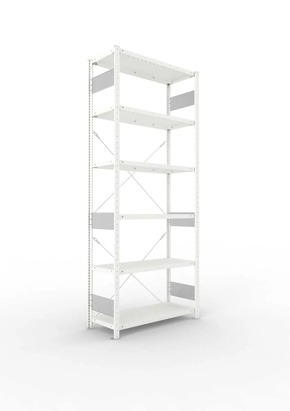 Metallregal Pro-Flex Stecksystem Grundregal – 250×100×40 cm, 150 kg, RAL 7035, 6 Böden