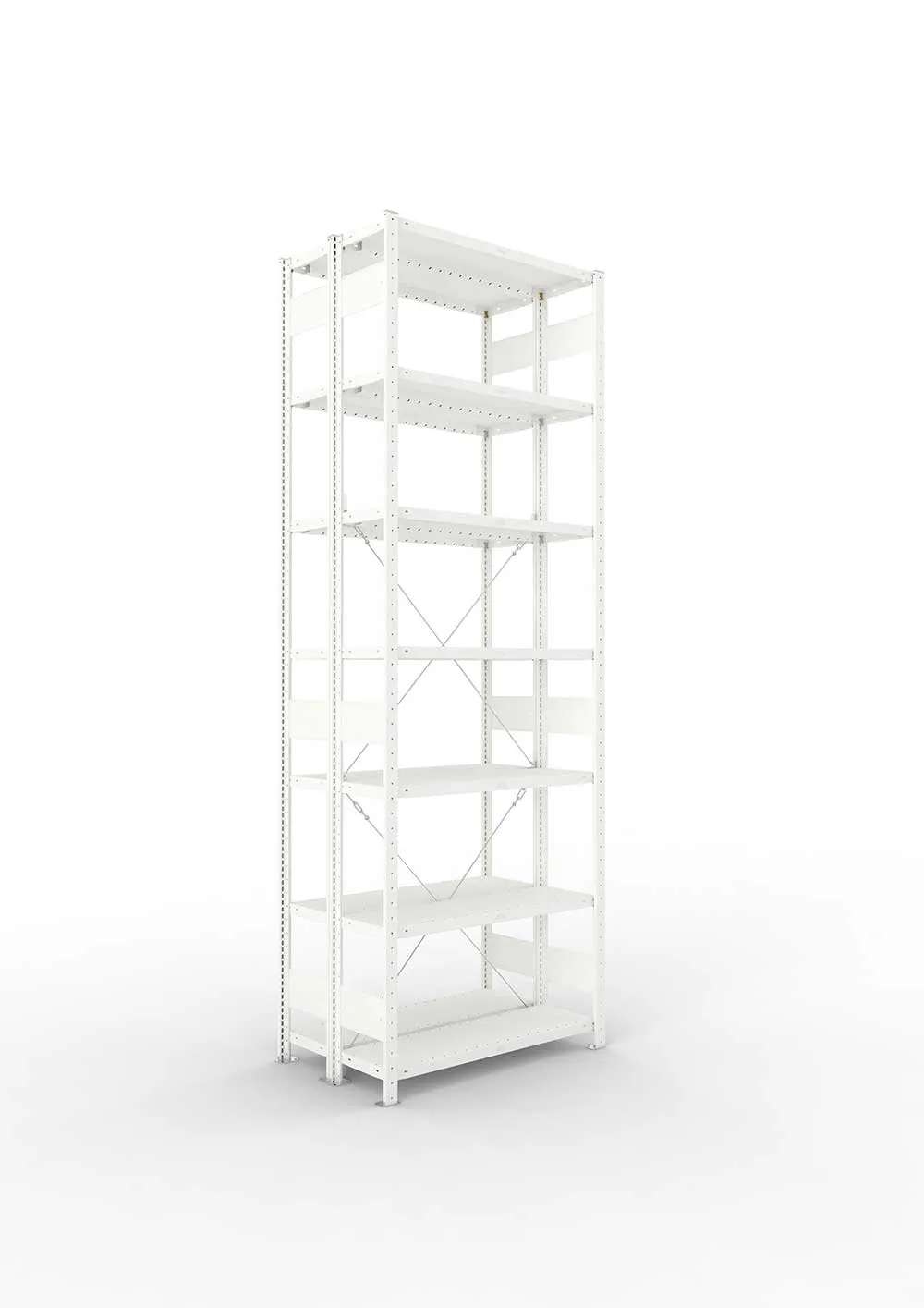 Kellerregal Kurzboden 750 x 500 RAL 7035 mit Fachteilerlochung