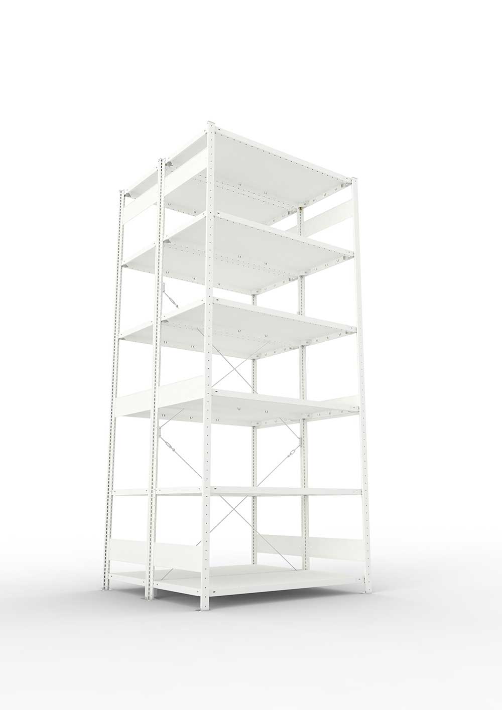 Metallregal Pro-Max Stecksystem Doppelgrundregal – 300×130×60 cm, 230 kg, RAL 7035