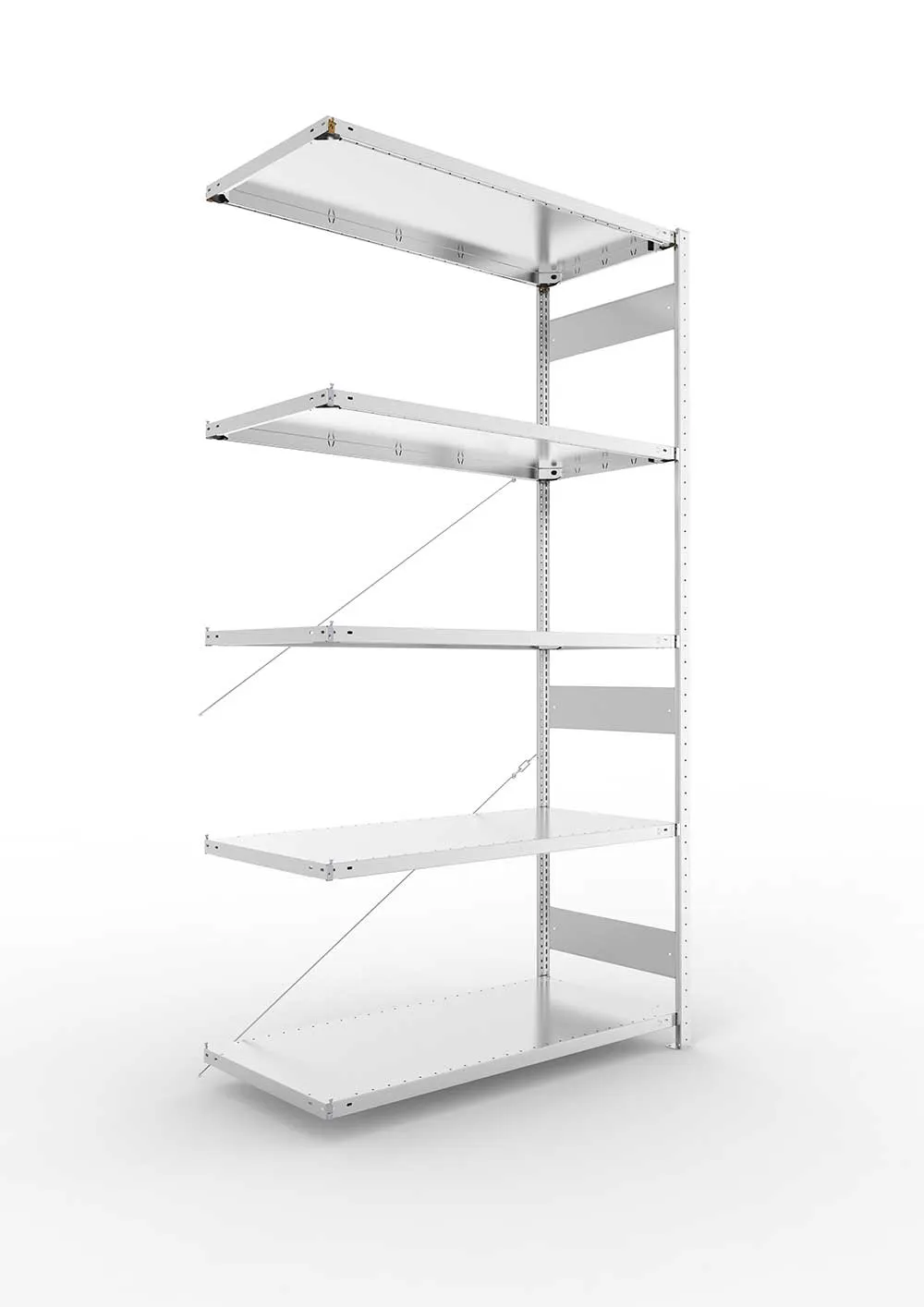 Metallregal Pro-Max Stecksystem Anbauregal – 250×130×60 cm, 230 kg, verzinkt, 5 Böden