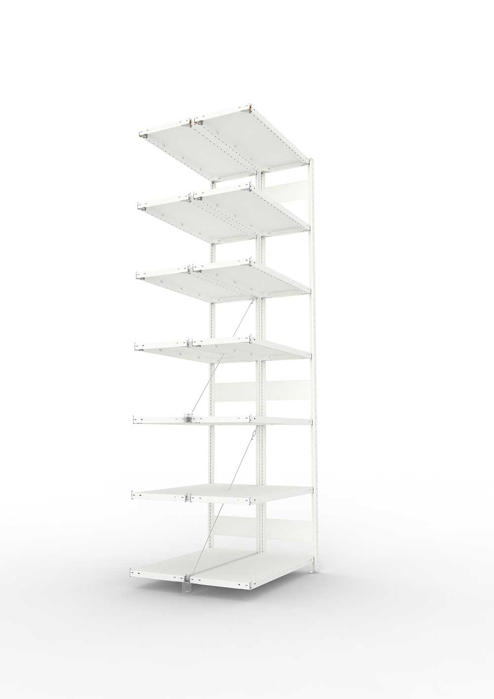 Metallregal Pro-Max Stecksystem Doppelanbauregal – 300×100×40 cm, 150 kg, RAL 7035
