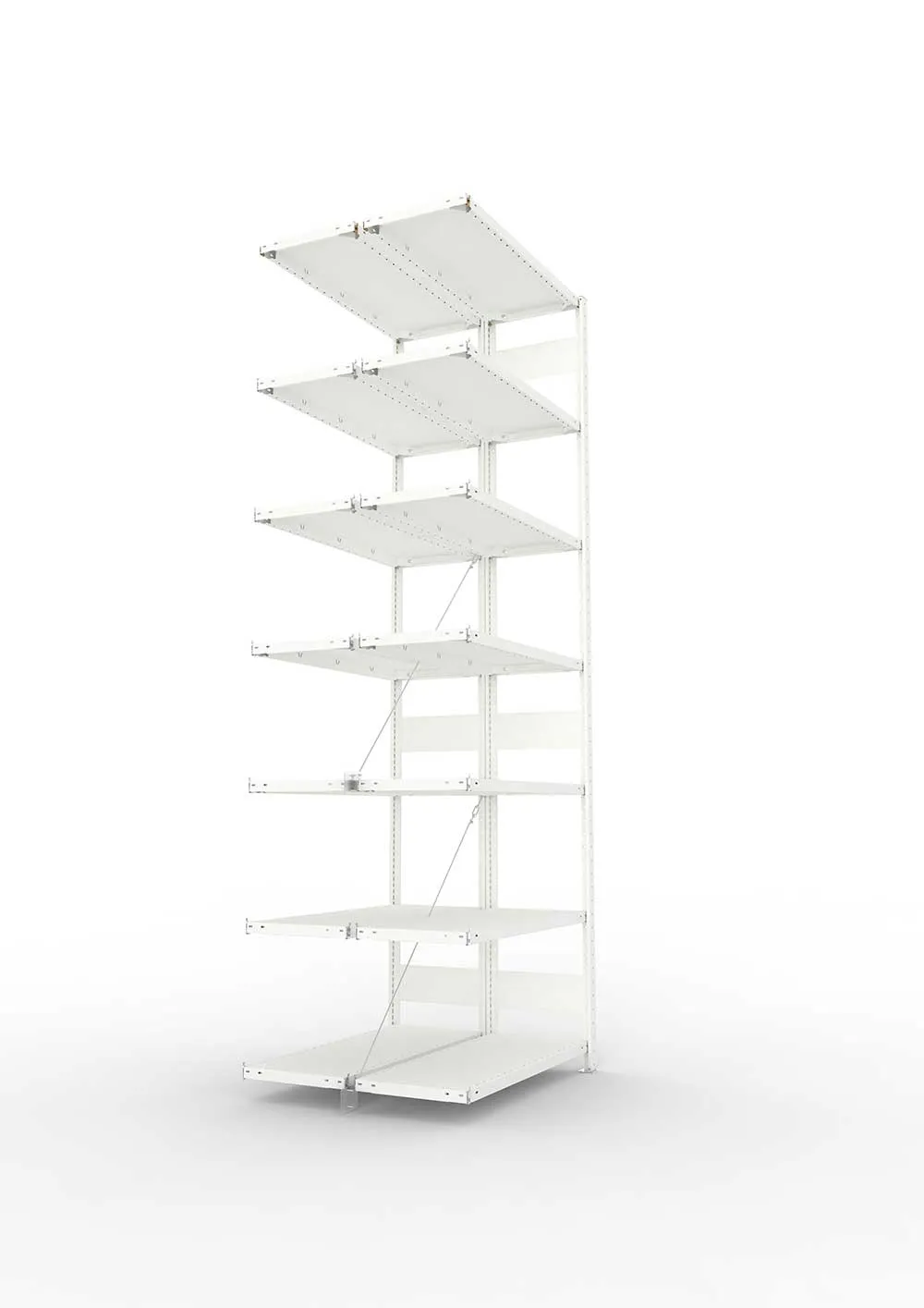 Metallregal Pro-Max Stecksystem Doppelanbauregal – 300×100×40 cm, 150 kg, RAL 7035