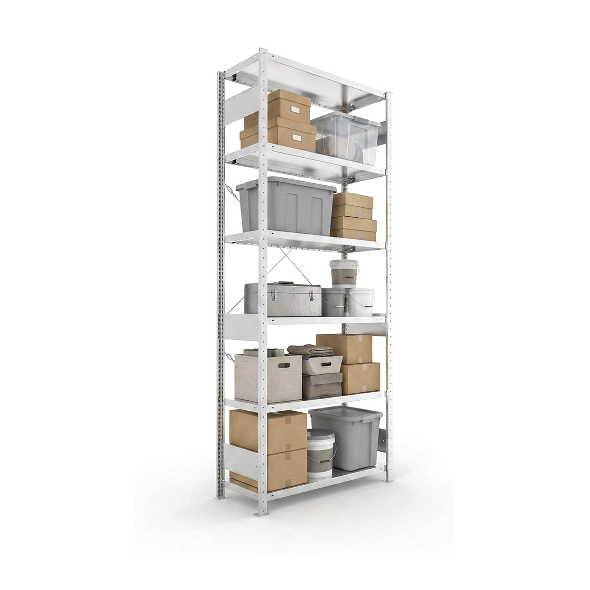 Schwerlastregal Pro-Flex Stecksystem Grundregal – 250×100×40 cm, 230 kg, verzinkt, 6 Böden