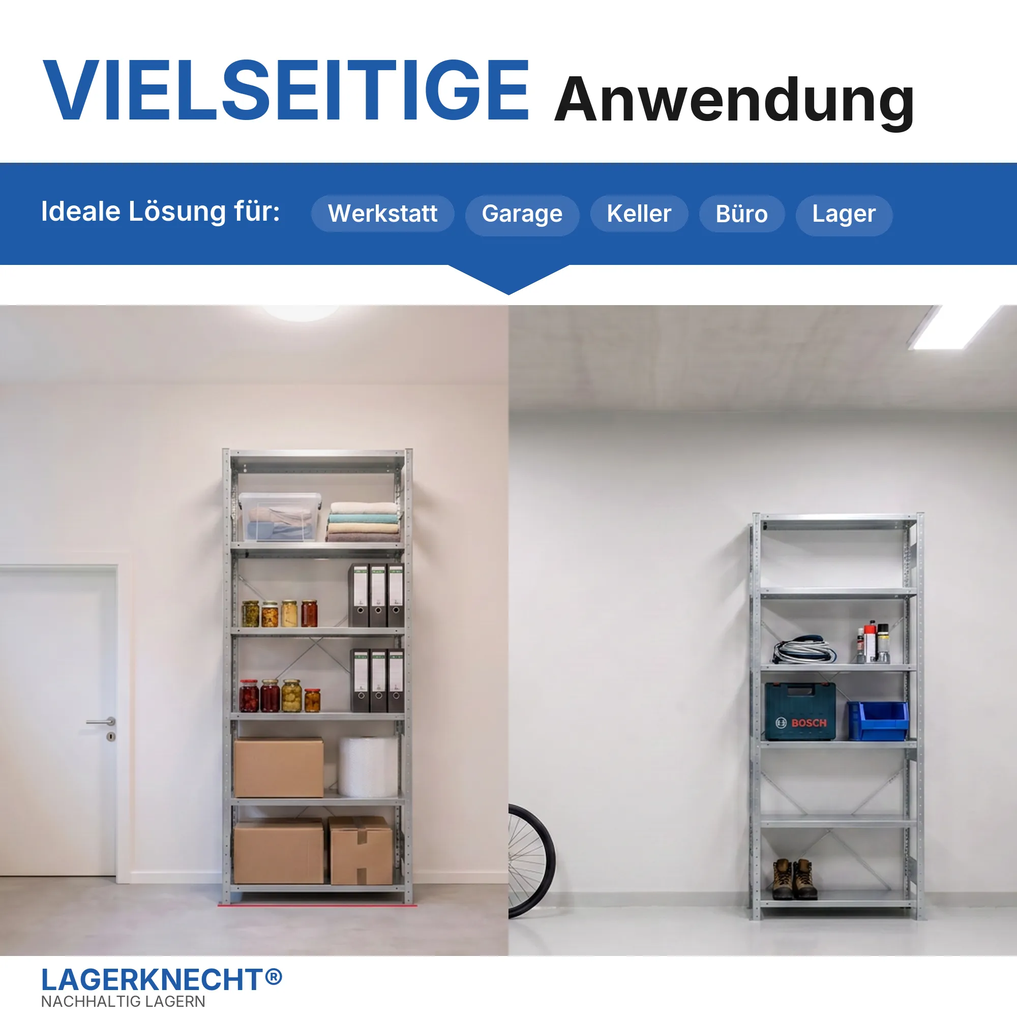 Schwerlastregal Pro-Flex Stecksystem Grundregal – 250×100×30 cm, 230 kg, verzinkt, 6 Böden