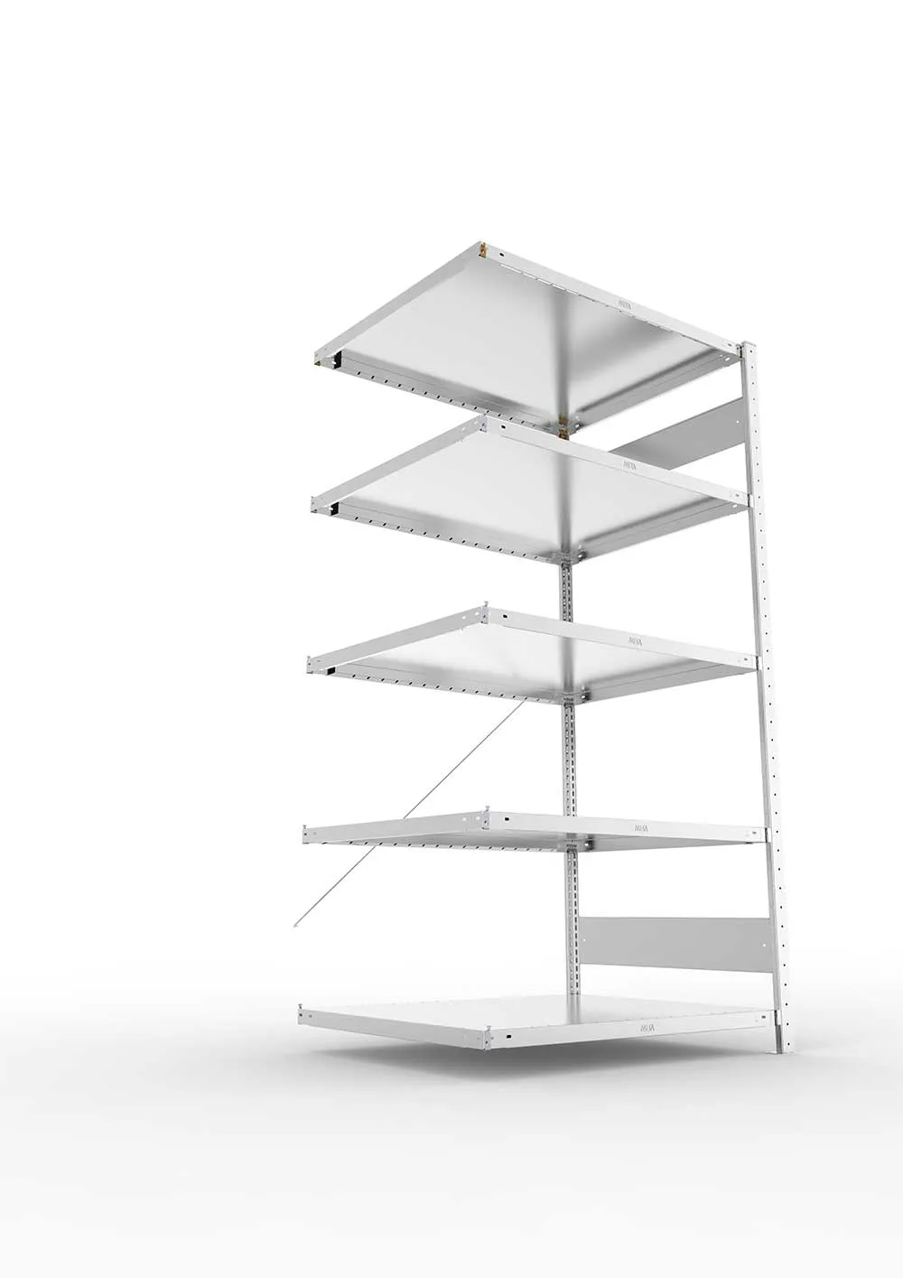 Metallregal Pro-Max Stecksystem Anbauregal – 200×100×80 cm, 230 kg, verzinkt, 5 Böden