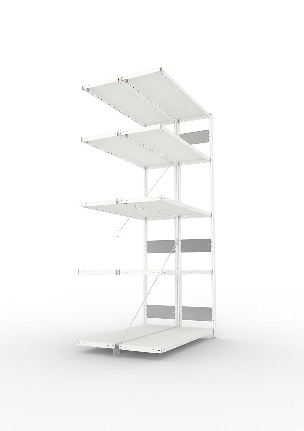 Metallregal Pro-Flex Stecksystem Doppelanbauregal – 250×130×40 cm, 230 kg, RAL 7035