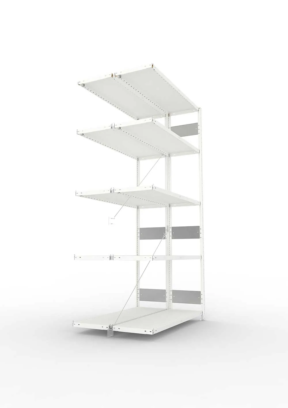 Metallregal Pro-Flex Stecksystem Doppelanbauregal – 250×130×40 cm, 230 kg, RAL 7035