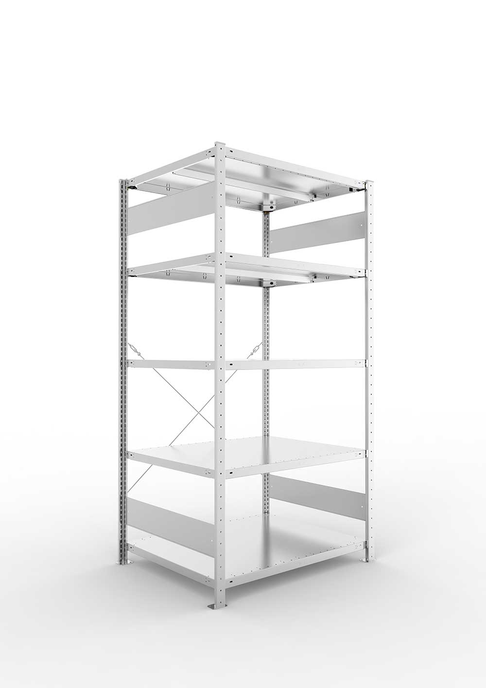 Metallregal Pro-Max Stecksystem Grundregal – 200×100×80 cm, 330 kg, verzinkt, 5 Böden