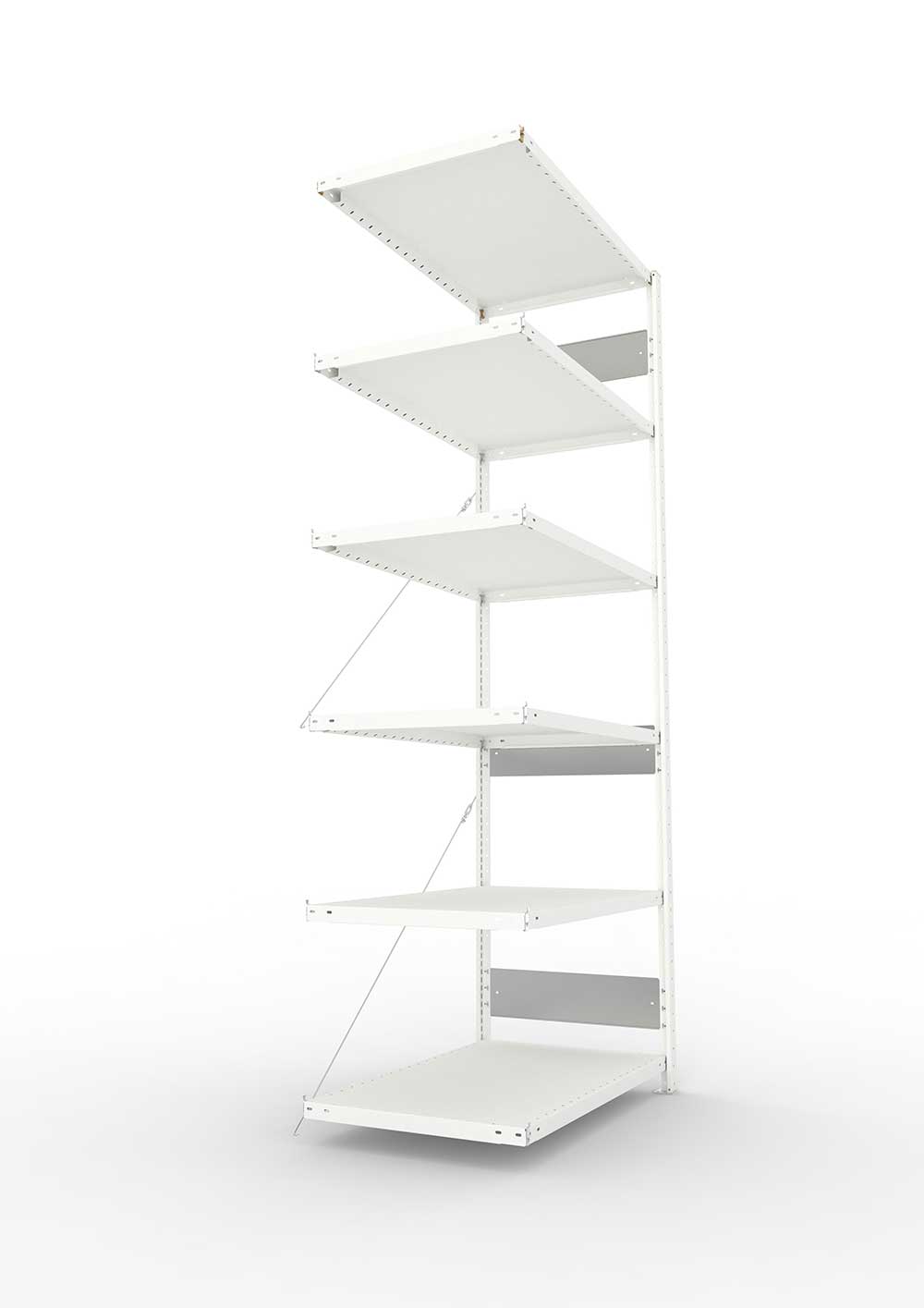 Metallregal Pro-Flex Stecksystem Anbauregal – 250×100×60 cm, 230 kg, RAL 7035, 6 Böden