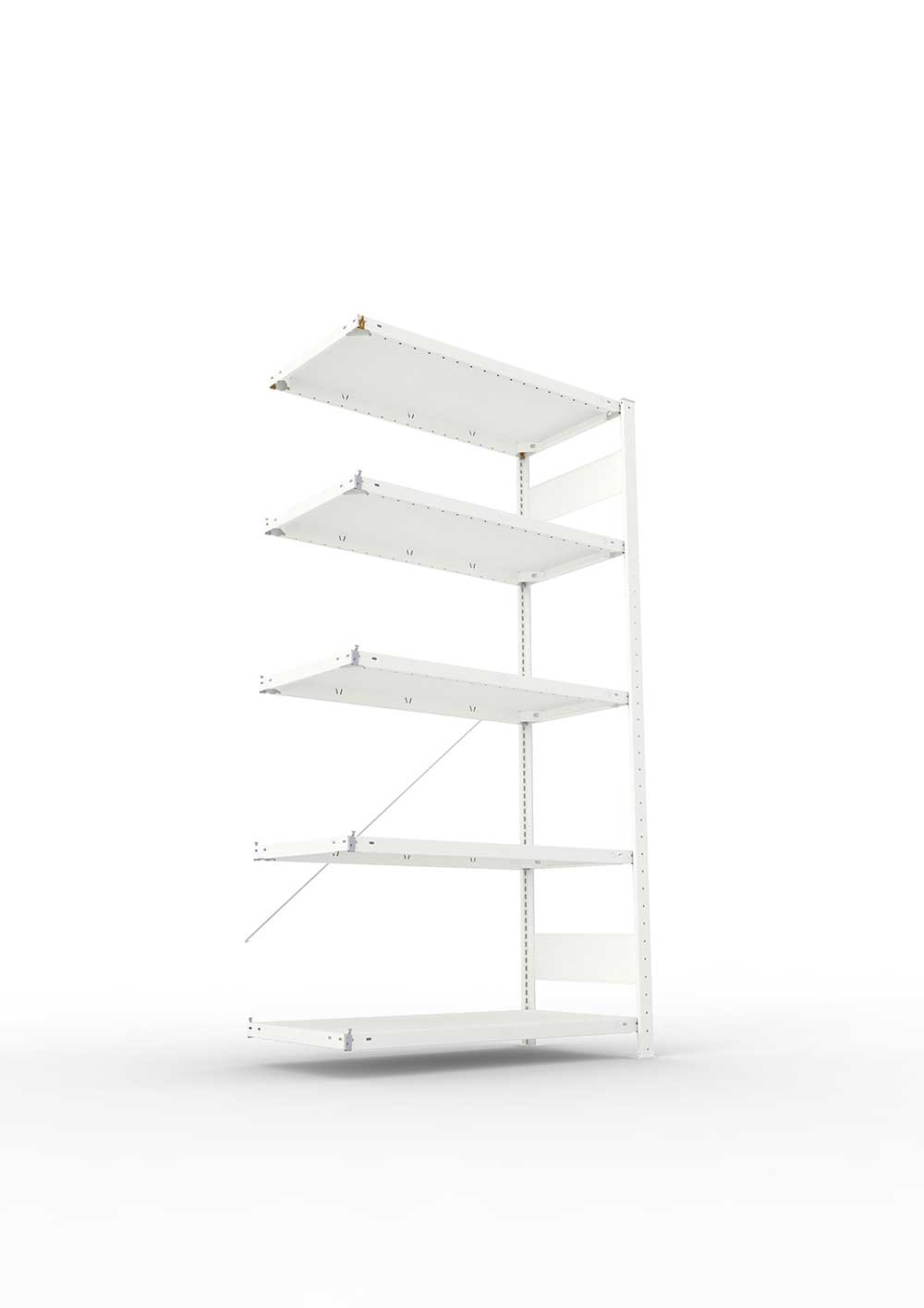 Metallregal Pro-Max Stecksystem Anbauregal – 200×100×50 cm, 150 kg, RAL 7035, 5 Böden