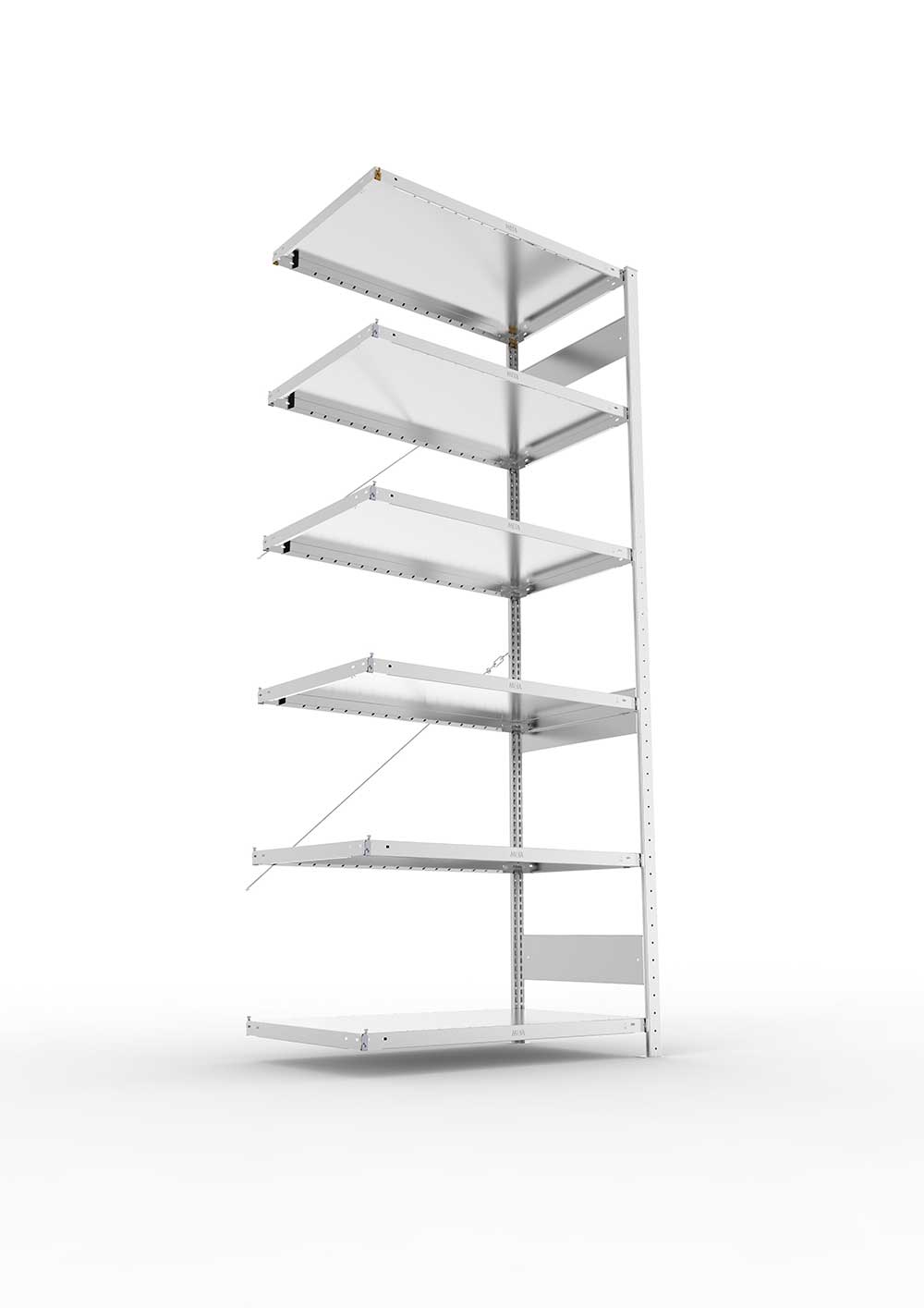 Metallregal Pro-Max Stecksystem Anbauregal – 250×100×60 cm, 230 kg, verzinkt, 6 Böden