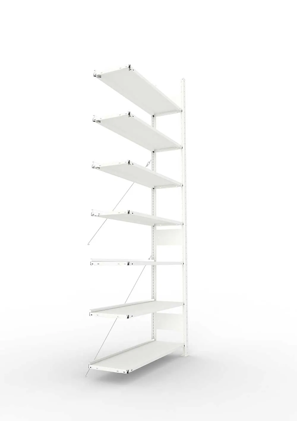 Büroregal Pro-Max Stecksystem Anbauregal – 250×100×30 cm, RAL 7035, einseitig