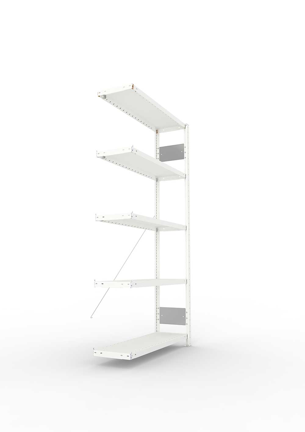 Metallregal Pro-Flex Stecksystem Anbauregal – 200×100×30 cm, 230 kg, RAL 7035, 5 Böden