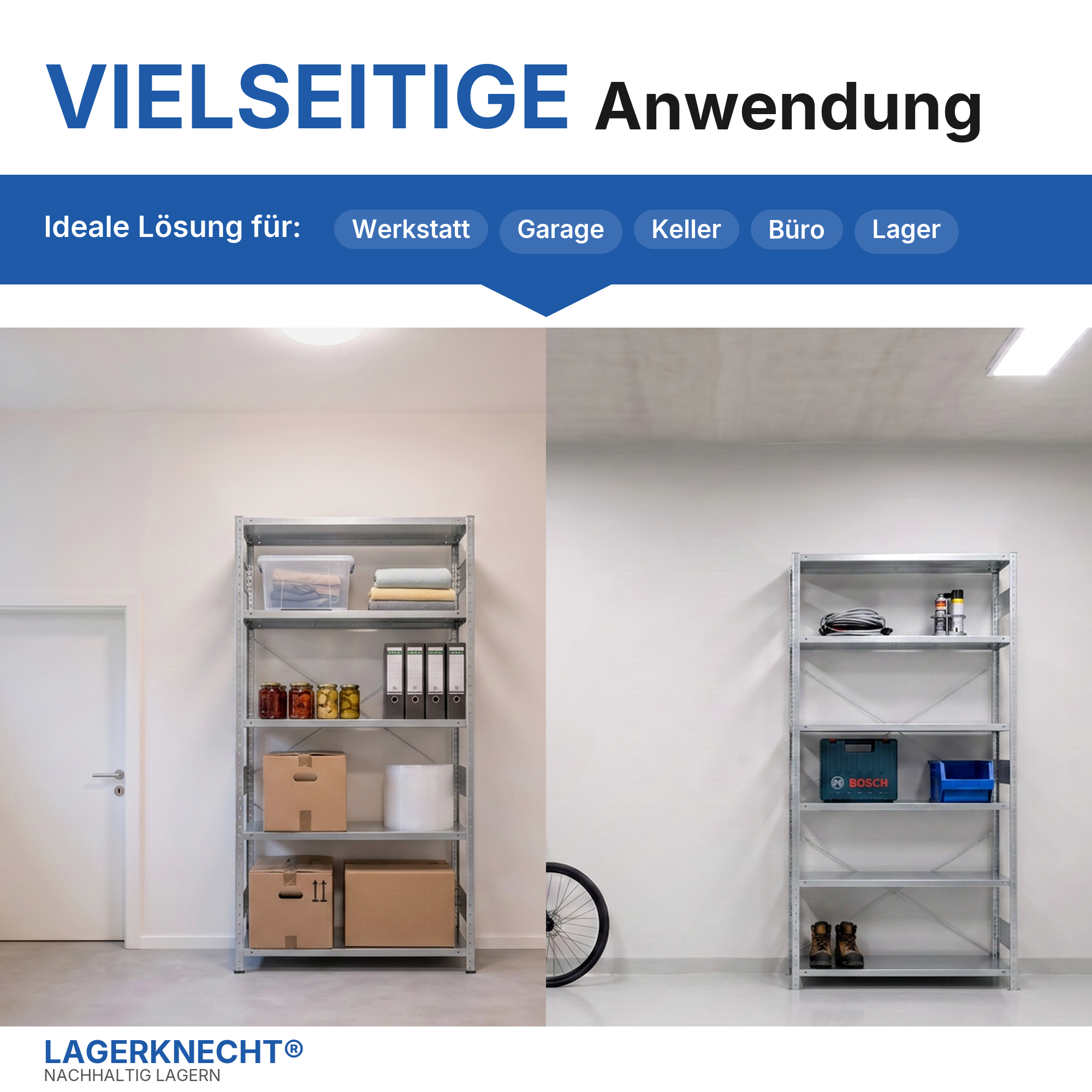 Schwerlastregal Pro-Flex Stecksystem Grundregal – 250×130×60 cm, 230 kg, verzinkt, 5 Böden