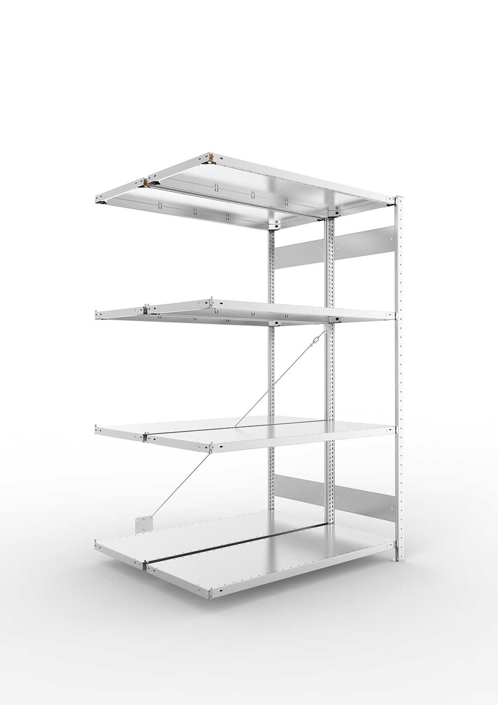 Metallregal Pro-Max Stecksystem Doppelanbauregal – 200×130×50 cm, 230 kg, verzinkt